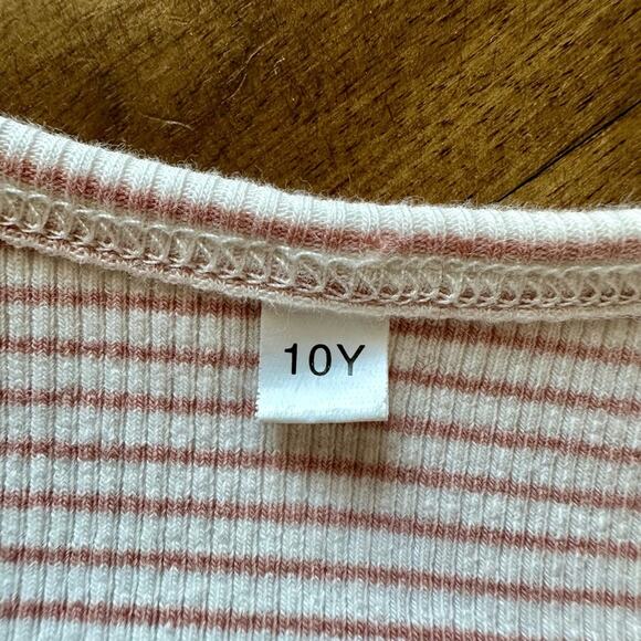 Jane + Jo Short Sleeve Cotton Knit Ribbed Emily Dress - Petal Pink Stripe 10 - Picture 7 of 7